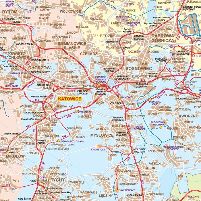 Polska 1:500 000. Mapa ścienna kolejowa. Fragment 1