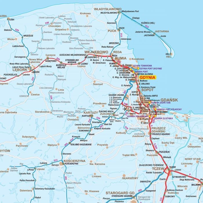 Polska 1:500 000. Mapa ścienna kolejowa. Fragment 4