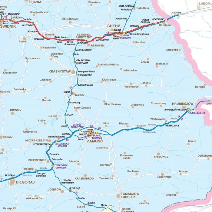 Polska 1:500 000. Mapa ścienna kolejowa. Fragment 6