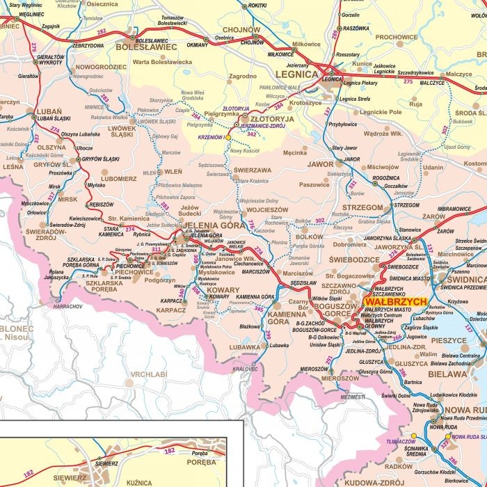 Polska 1:500 000. Mapa ścienna kolejowa. Fragment 7