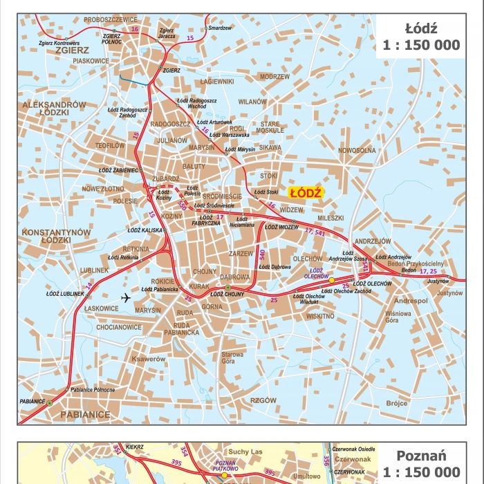 Polska 1:500 000. Mapa ścienna kolejowa. Fragment 8