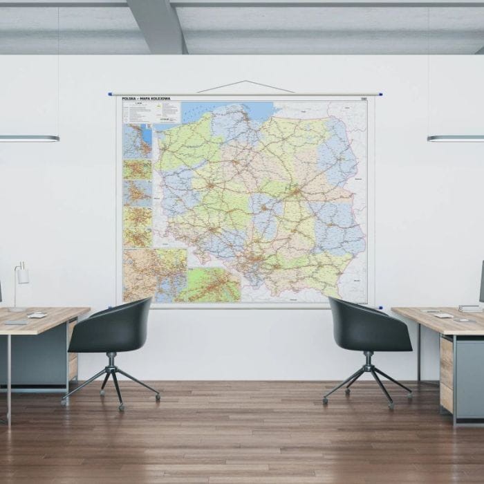 Polska 1:500 000. Mapa ścienna kolejowa. Przykład aranżacji