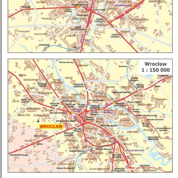 Polska 1:500 000. Mapa kolejowa. Wersja do wpinania. Fragment 9