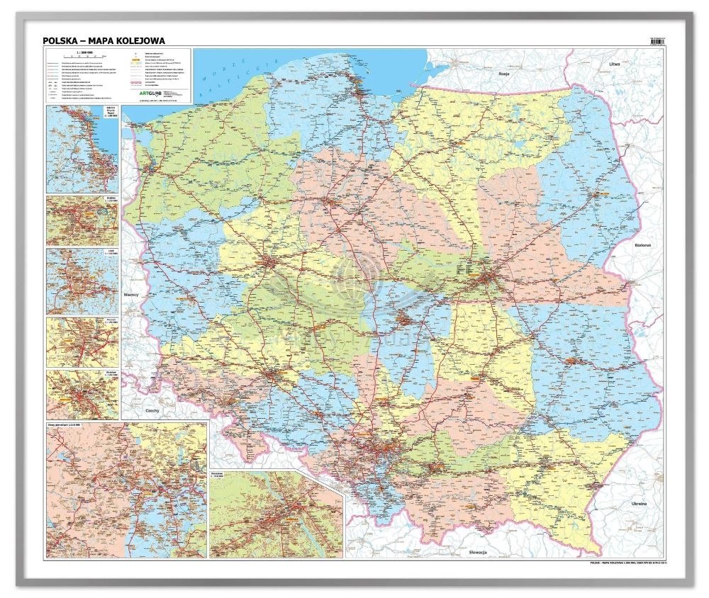 Polska 1:500 000. Mapa kolejowa. Wersja do wpinania