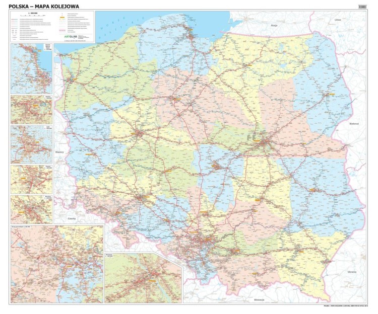 Polska 1:500 000. Mapa kolejowa. Wersja do wpinania