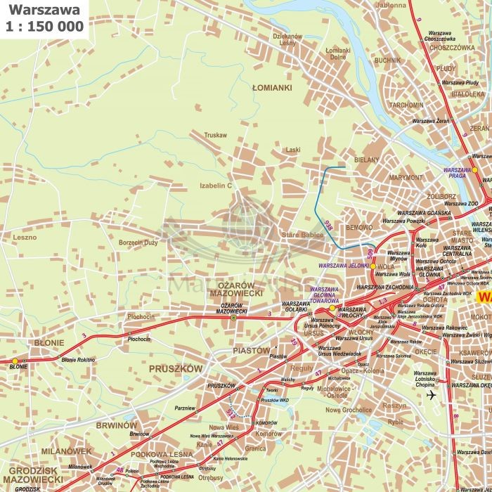 Polska 1:500 000. Mapa kolejowa. Wersja magnetyczna. Fragment 2