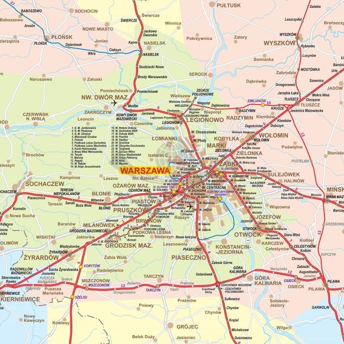Polska 1:500 000. Mapa kolejowa. Wersja magnetyczna. Fragment 3