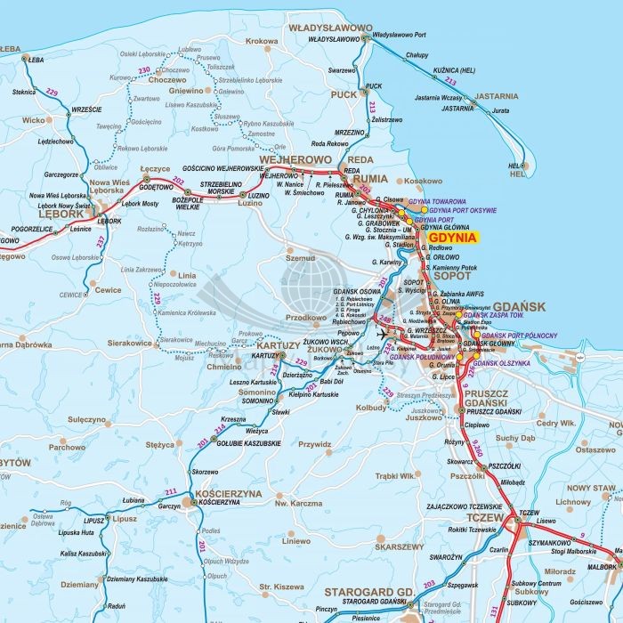 Polska 1:500 000. Mapa kolejowa. Wersja magnetyczna. Fragment 4