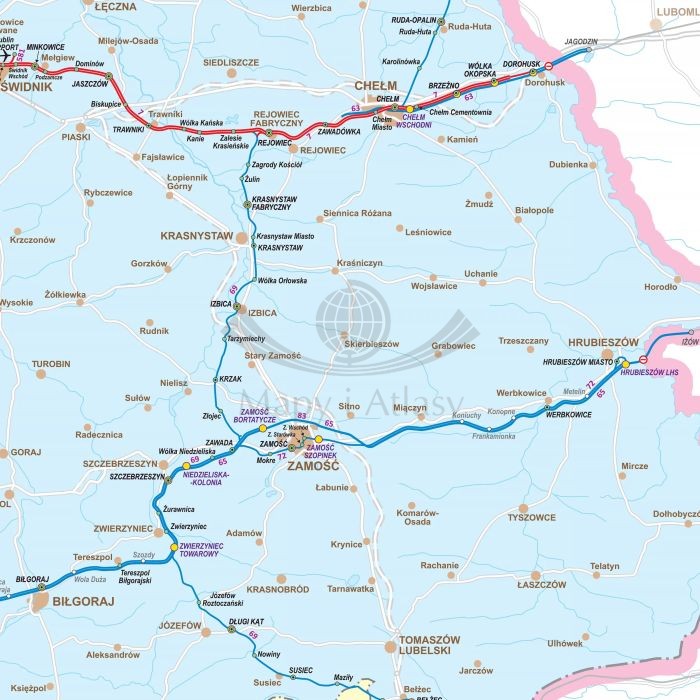 Polska 1:500 000. Mapa kolejowa. Wersja magnetyczna. Fragment 6