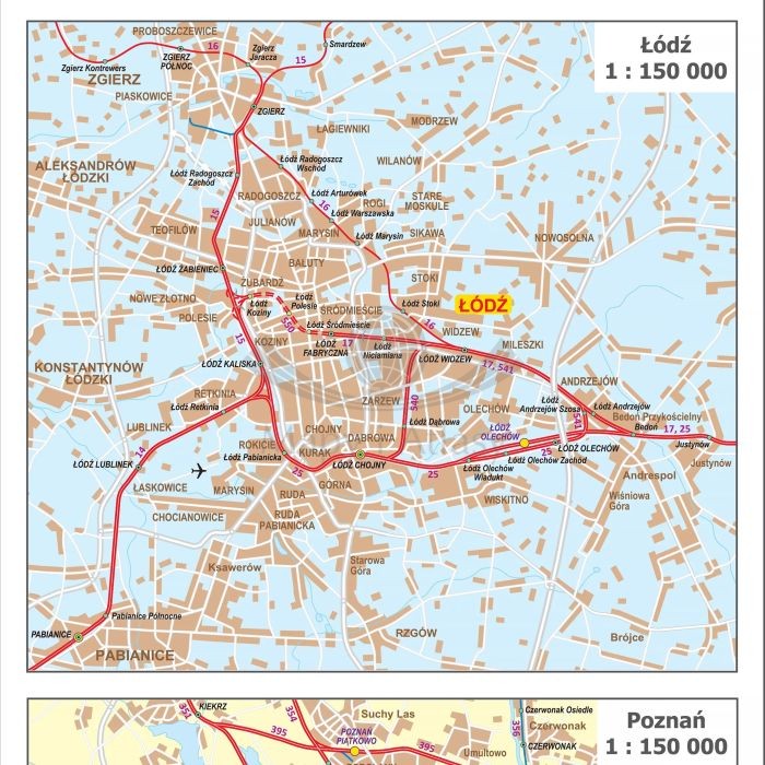 Polska 1:500 000. Mapa kolejowa. Wersja magnetyczna. Fragment 8