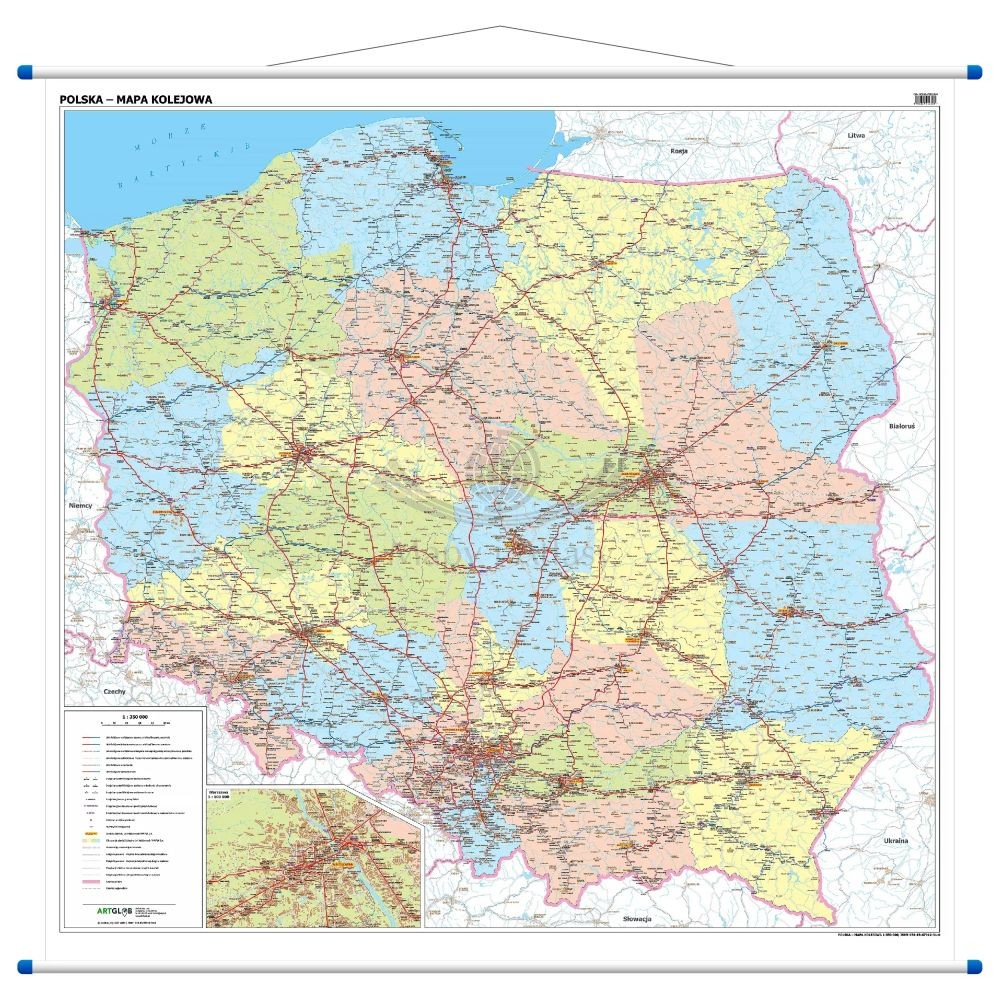Polska 1:350 000. Mapa ścienna kolejowa