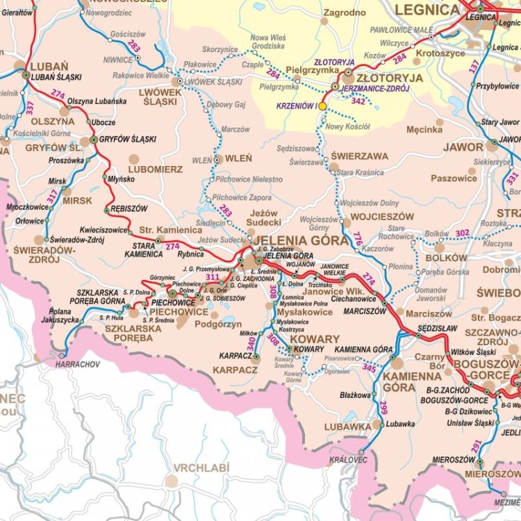 Polska 1:350 000. Mapa ścienna kolejowa. Fragment 7