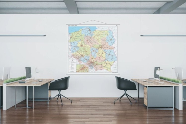 Polska 1:350 000. Mapa ścienna kolejowa. Przykład aranżacji