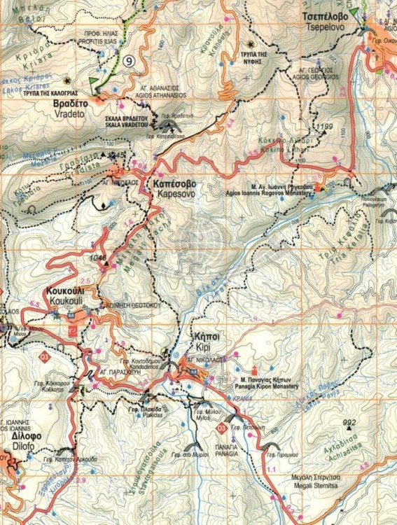 Zagori Valia Kalda- Metsowo. Wodoodporna mapa turystyczna wydawnictwa Anavasi. Fragment 2
