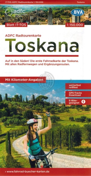 Toskania 1:150 000. Wodoodporna mapa rowerowa. Okładka