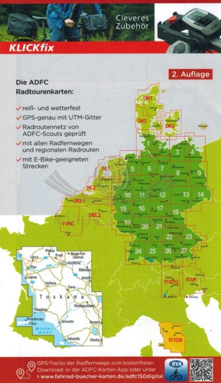 Toskania 1:150 000. Wodoodporna mapa rowerowa. Okładka tył