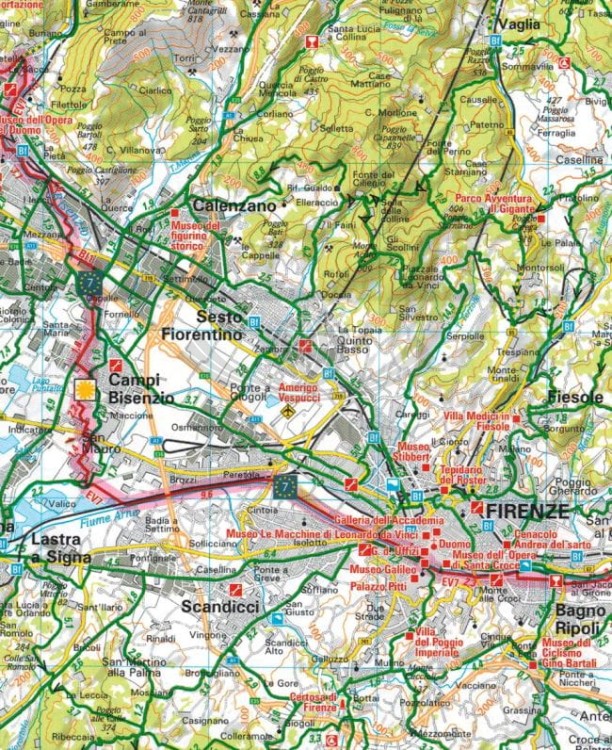Toskania 1:150 000. Wodoodporna mapa rowerowa. Fragment 1