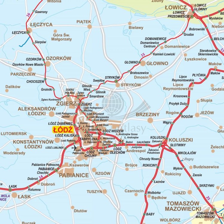 Polska 1:350 000. Arkusz, mapa ścienna kolejowa. Fragment 2