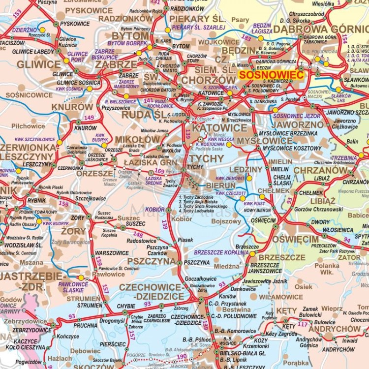 Polska 1:350 000. Arkusz, mapa ścienna kolejowa. Fragment 8