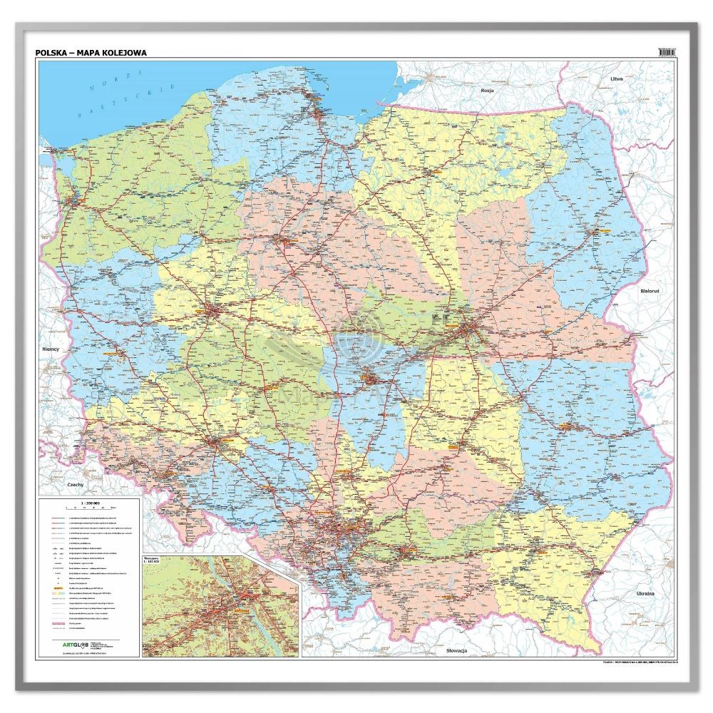 Polska 1:350 000. Mapa kolejowa. Wersja do wpinania