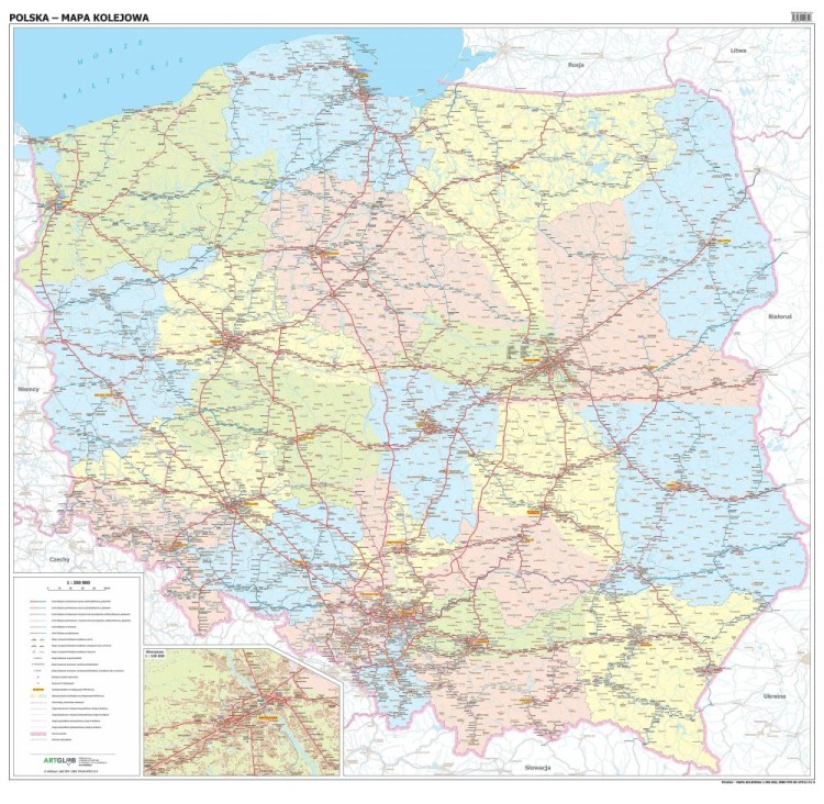 Polska 1:350 000. Mapa kolejowa. Wersja do wpinania