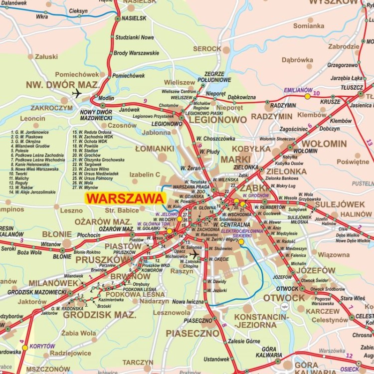 Polska 1:350 000. Mapa kolejowa. Wersja do wpinania. Fragment 3