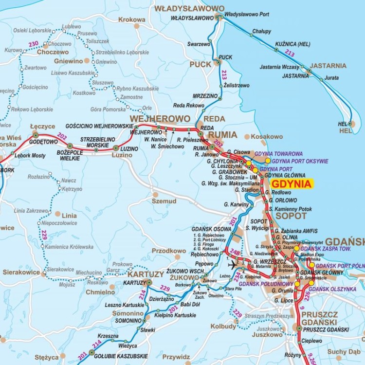 Polska 1:350 000. Mapa kolejowa. Wersja do wpinania. Fragment 5