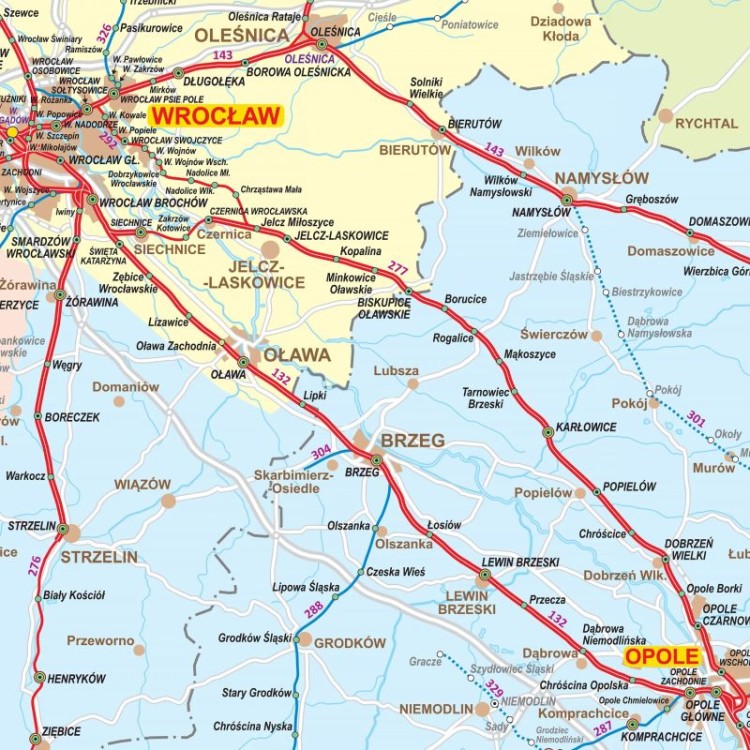 Polska 1:350 000. Mapa kolejowa. Wersja do wpinania. Fragment 10