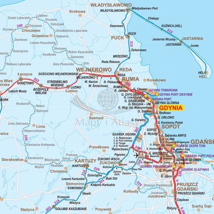 Polska 1:350 000. Mapa kolejowa. Wersja magnetyczna. Fragment 5