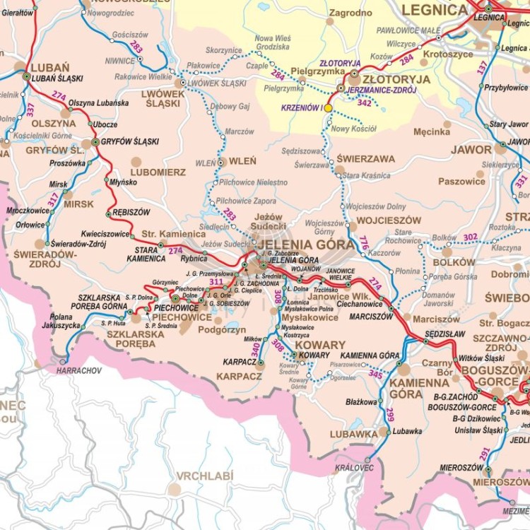 Polska 1:350 000. Mapa kolejowa. Wersja magnetyczna. Fragment 7