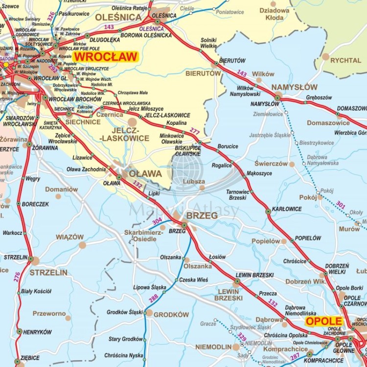 Polska 1:350 000. Mapa kolejowa. Wersja magnetyczna. Fragment 10
