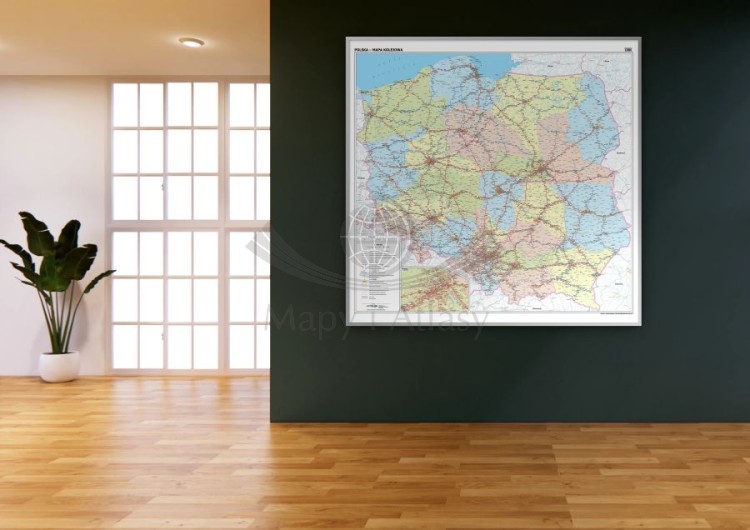 Polska 1:350 000. Mapa kolejowa. Wersja magnetyczna. Przykład aranżacji