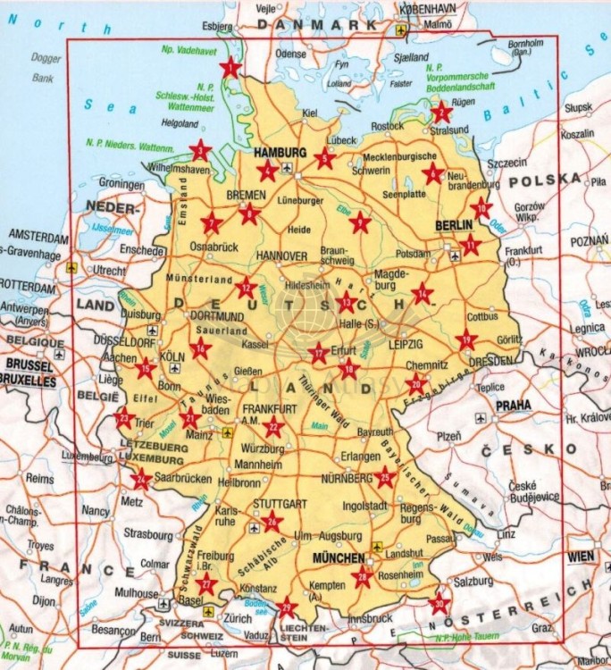 Niemcy 1:300 000. Atlas samochodowo-turystyczny wydawnictwa Marco Polo. Zasięg