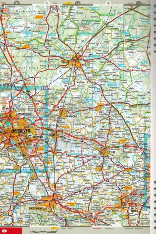 Niemcy 1:300 000. Atlas samochodowo-turystyczny wydawnictwa Marco Polo. Przykładowy arkusz 1