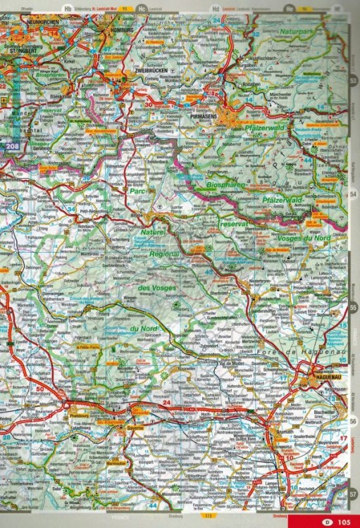 Niemcy 1:300 000. Atlas samochodowo-turystyczny wydawnictwa Marco Polo. Przykładowy arkusz 4