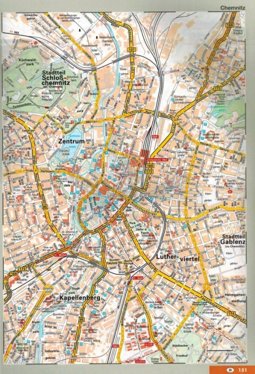 Niemcy 1:300 000. Atlas samochodowo-turystyczny wydawnictwa Marco Polo. Przykładowy arkusz - plany miast
