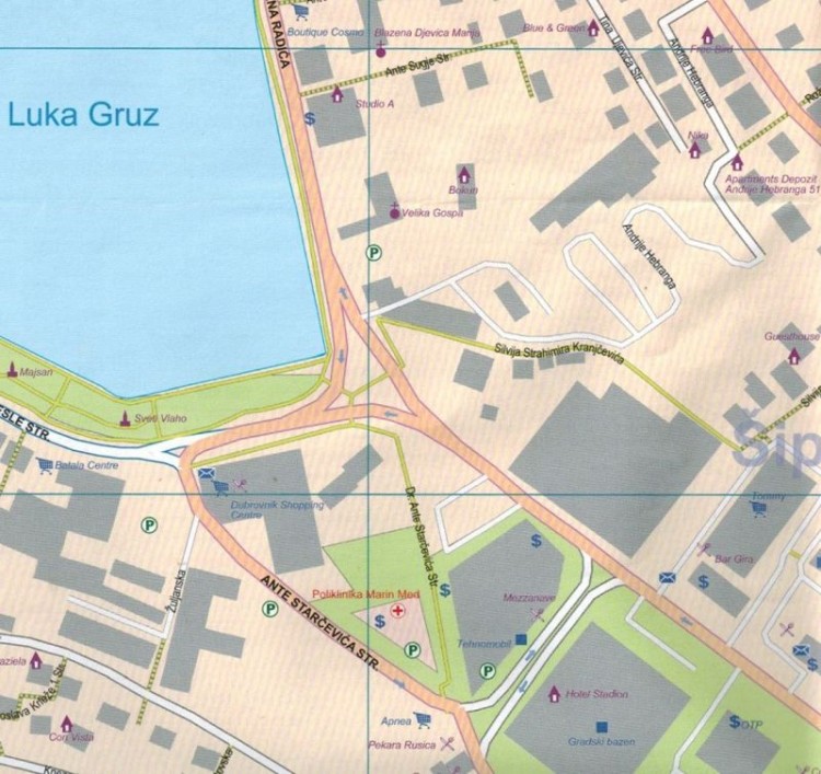 Dubrownik i Chorwacja - wybrzeże. Plan miasta / mapa samochodowo-turystyczna wydawnictwa ITMB. Fragment 1