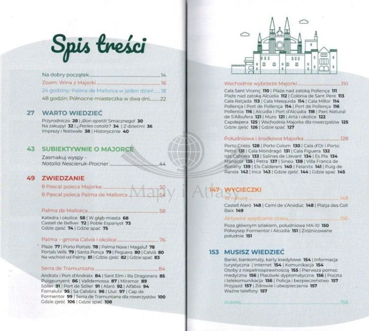 Majorka. Przewodnik Lajt wydawnictwa Pascal. Spis treści
