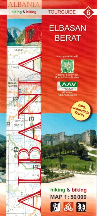 Albania: Elbasan, Berat 1:50 000. Mapa turystyczno-rowerowa 6 wydawnictwa Huber Kartographie. Okładka