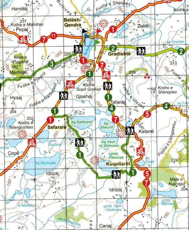 Albania: Elbasan, Berat 1:50 000. Mapa turystyczno-rowerowa 6 wydawnictwa Huber Kartographie. Fragment 2