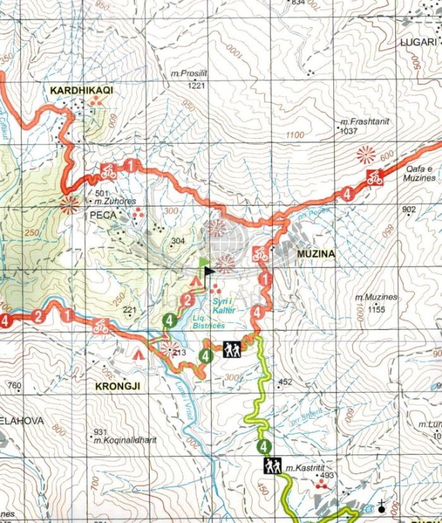 Albania: Saranda 1:50 000. Mapa turystyczno-rowerowa 9 wydawnictwa Huber Kartographie. Fragment 1