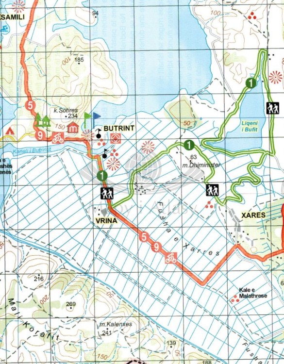 Albania: Saranda 1:50 000. Mapa turystyczno-rowerowa 9 wydawnictwa Huber Kartographie. Fragment 2