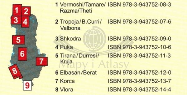 Albania: Saranda 1:50 000. Mapa turystyczno-rowerowa 9 wydawnictwa Huber Kartographie. Zasięg