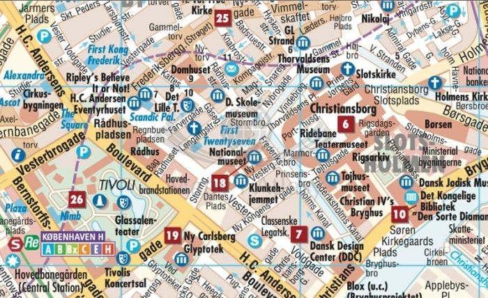 Kopenhaga 1:11 000. Laminowana mapa turystyczna / plan miasta wydawnictwa Borch. Fragment