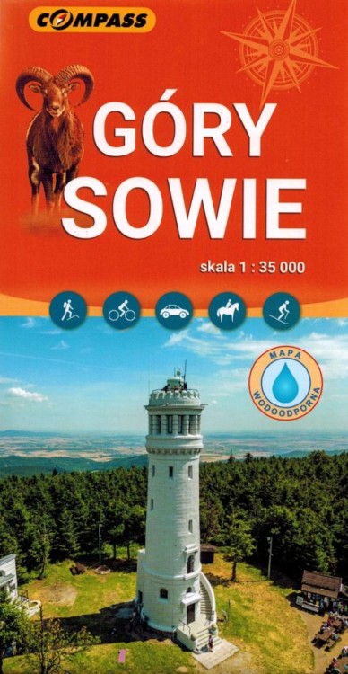 Góry Sowie 1:35 000. Laminowana mapa turystyczna wydawnictwa Compass. Okładka