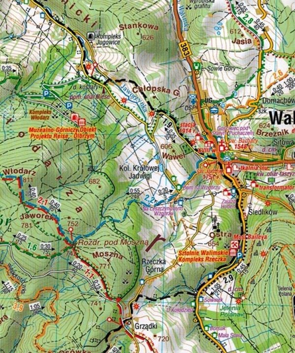 Góry Sowie 1:35 000. Laminowana mapa turystyczna wydawnictwa Compass. Fragment 1