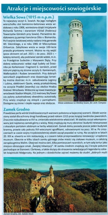 Góry Sowie 1:35 000. Laminowana mapa turystyczna wydawnictwa Compass. Informator 1