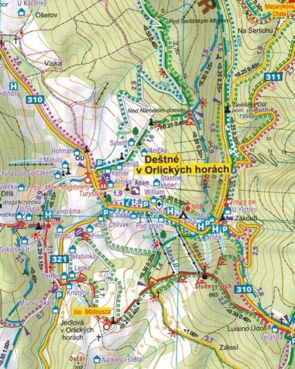 Góry Bystrzyckie i Orlickie. Mapa turystyczna wydawnictwa Galileos. Fragment 2