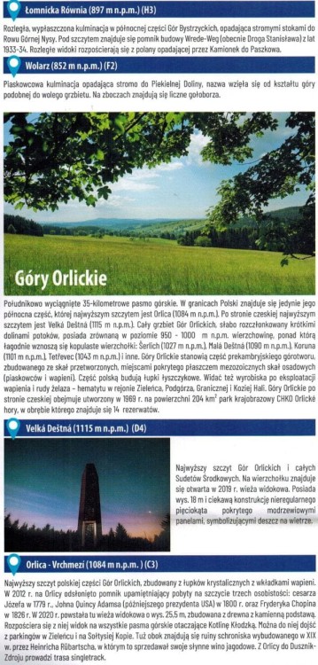 Góry Bystrzyckie i Orlickie. Mapa turystyczna wydawnictwa Galileos. Informator