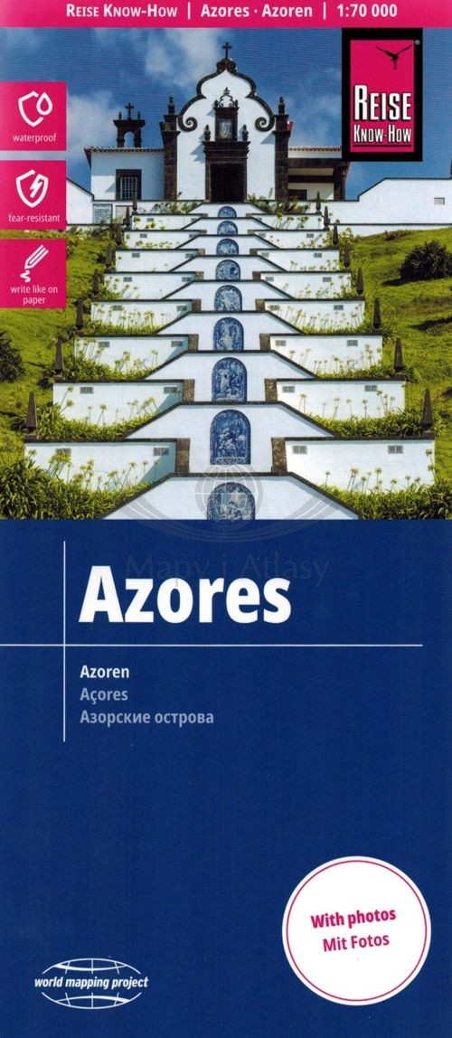 Azory 1:70 000. Wodoodporna mapa samochodowo-turystyczna. Reise Know-How